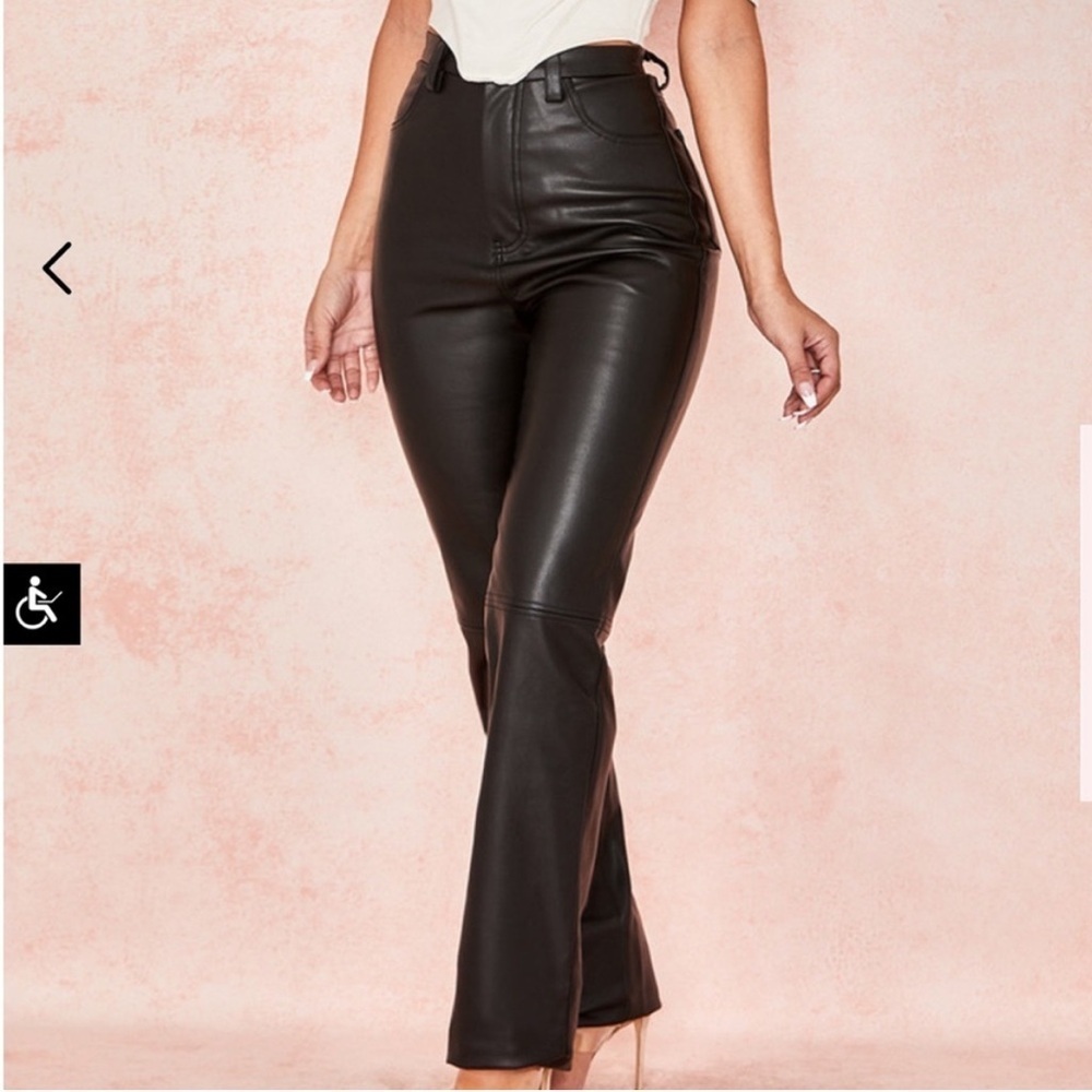 House of CB Black Leather Pants Size Large Tall High Rise NWOT